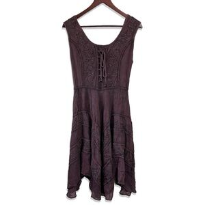 Sakkas Magdilena Brown Stonewashed Fairy Grunge Dress